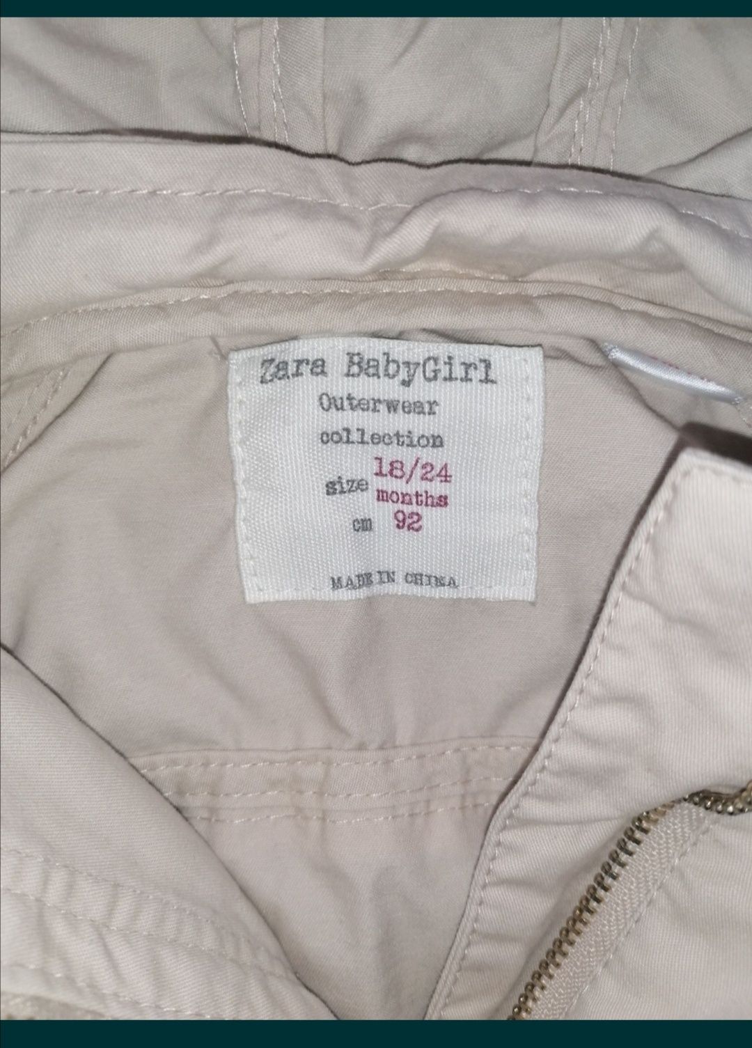 jacheta Zara + geaca impermeabila, fetița 2-3 ani/86-92