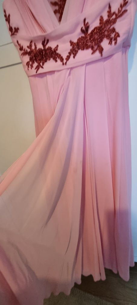 Rochie de ocazie lunga, culoare roz, marime 42/L