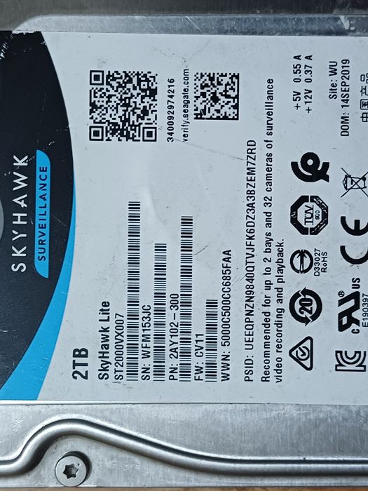 Hard hdd Seagate SkyHawk Lite 2TB SATA3 (ST2000VX007)
Este testat. Far