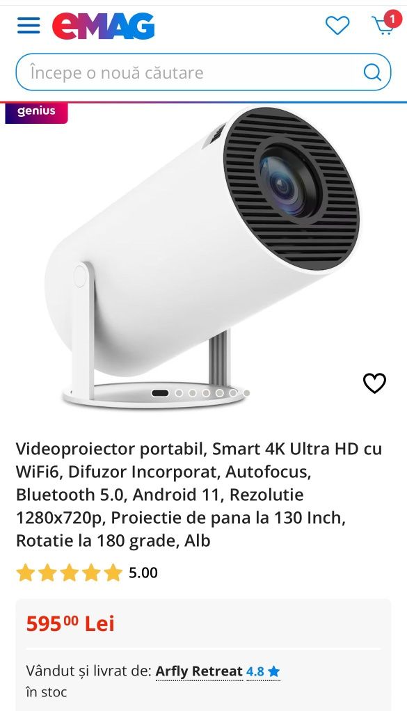 Videoproiector portabil smart 4k HD