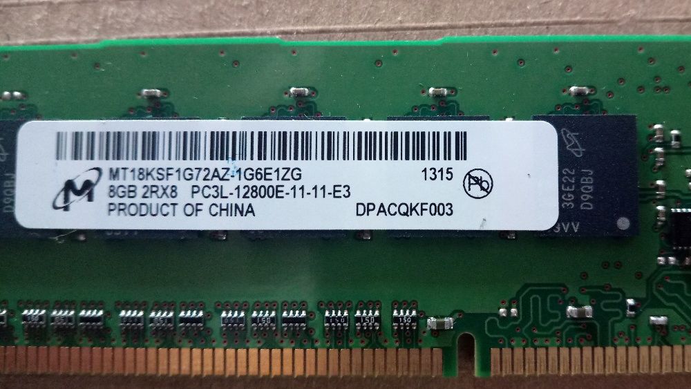 Памет за сървър или работна станция 8GB ECC небуферирана PC3-14900E
