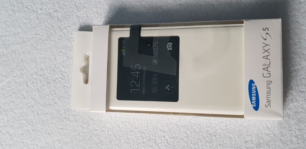 Husa Samsung S5 originala S view cover alba