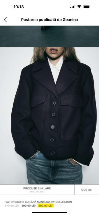 Sacou/ Haina scurta Zara Manteco