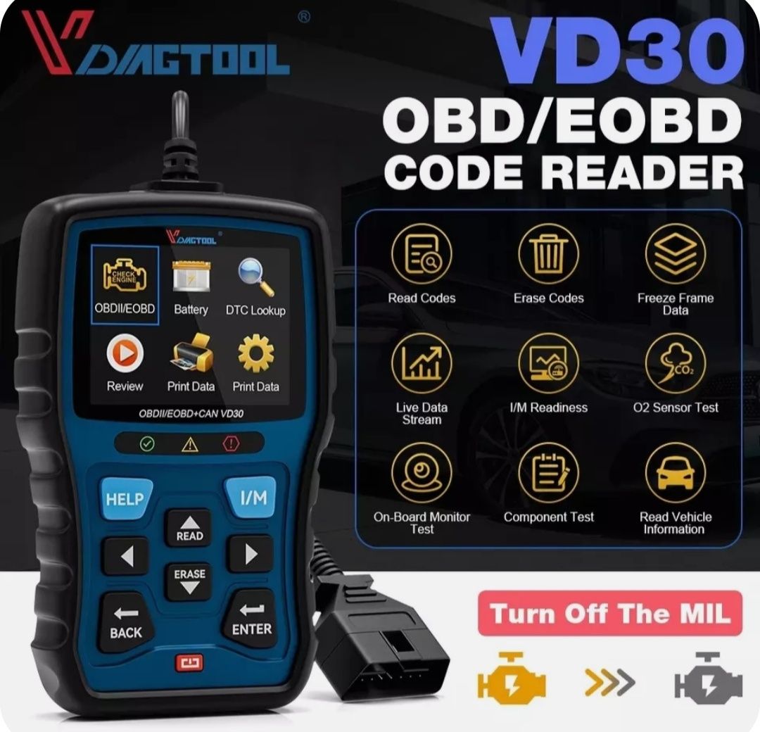 Автомобильный диагностический сканер VD30 OBD2