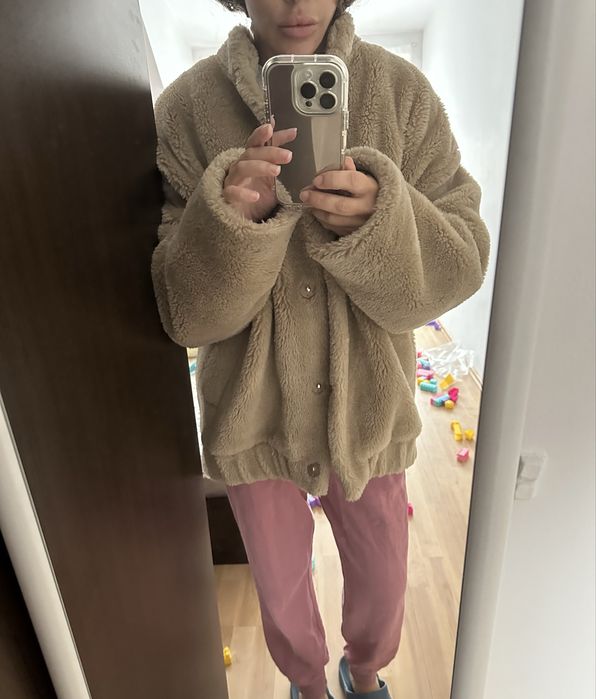 Zara teddy bomber jacket яке овърсайз