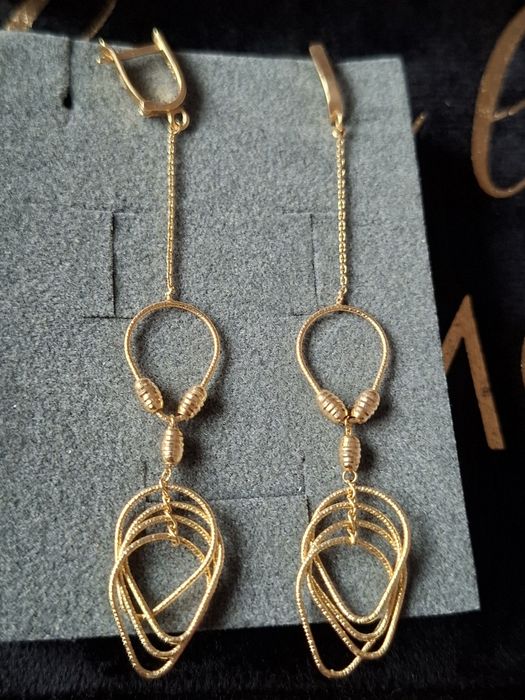 Cercei aur 14k lungi 8.5cm