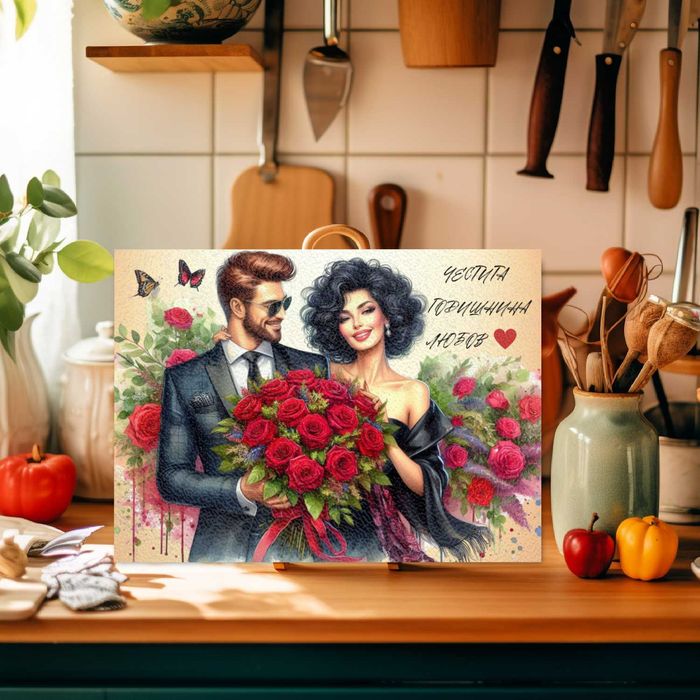 Стъклена дъска за рязане персонализирана - уникална за подарък