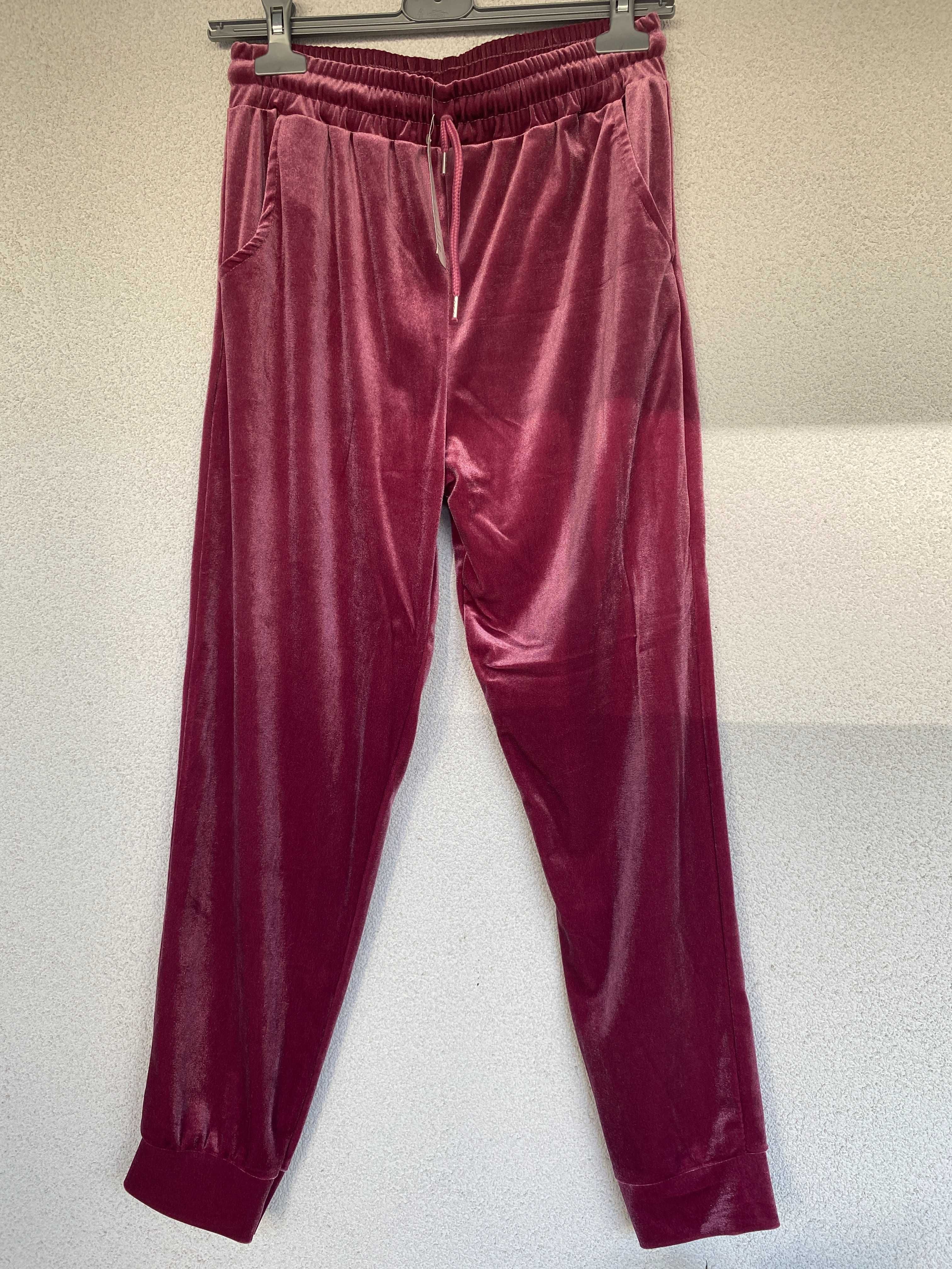 Pantaloni trening catifea/velur, mov/plum/rose, nou cu eticheta, S/M