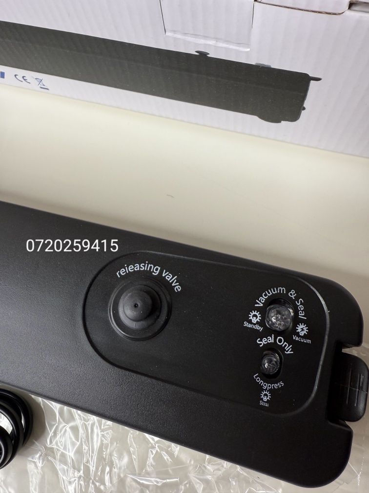 Aparat de vidat alimente, automat, negru, 90w + 10 pungi pentru vidat