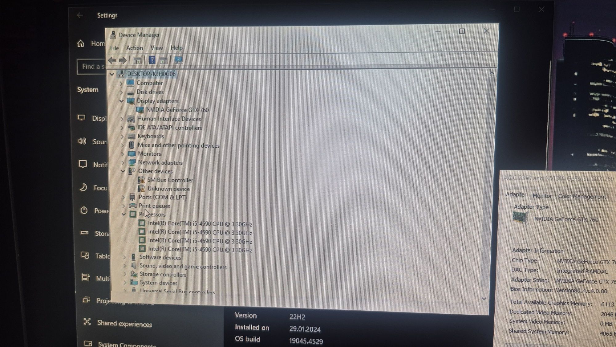 Pc i5-4590 3.30ghz 8GB RAM GTX 760