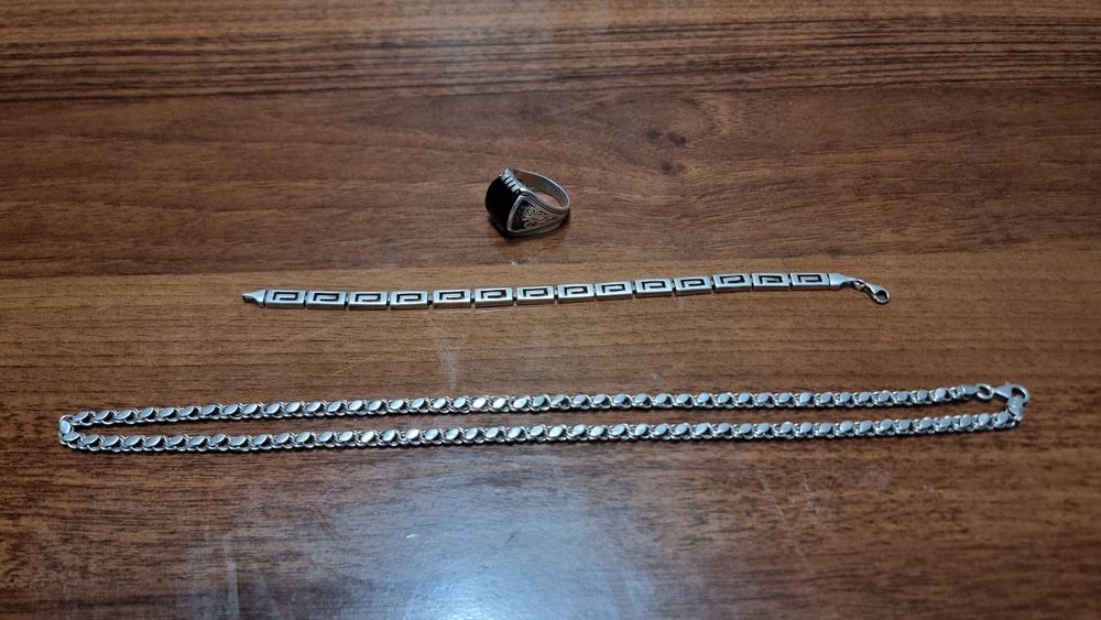 Эркаклар учун кумуш узук, брасле, трос