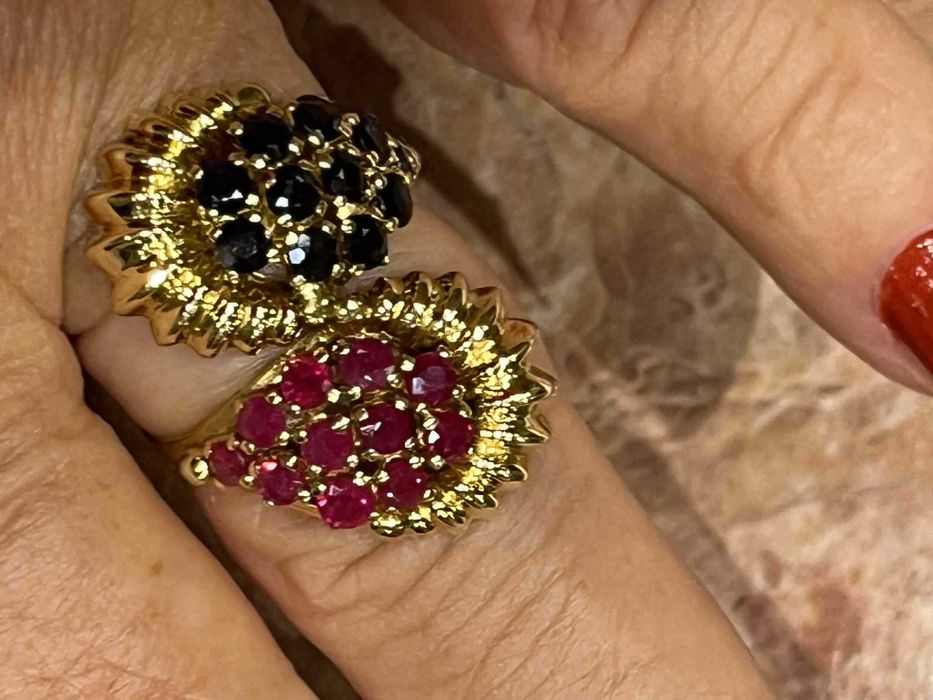 Inel aur 18k cu safire si rubine naturale, 6.10g