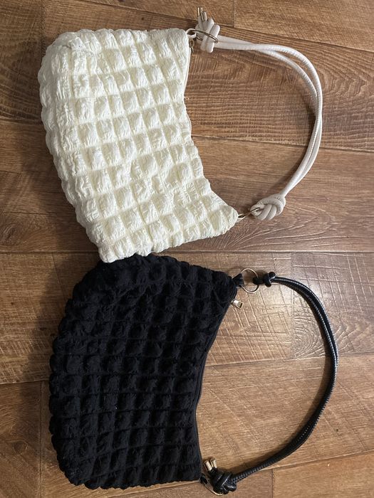 Сумки чёрная белая ткань