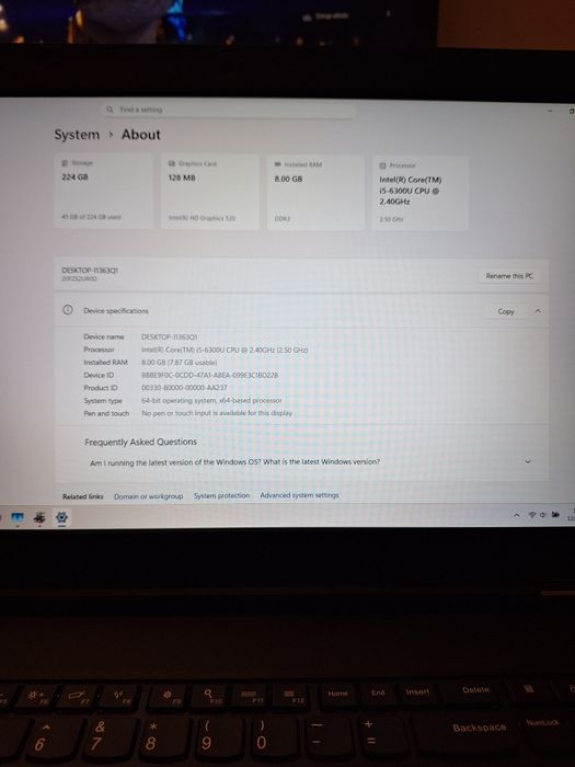 Laptop Lenovo Thinkpad L560, i5-6300U, 8GB , SSD 240 GB, FullHD  15.6"