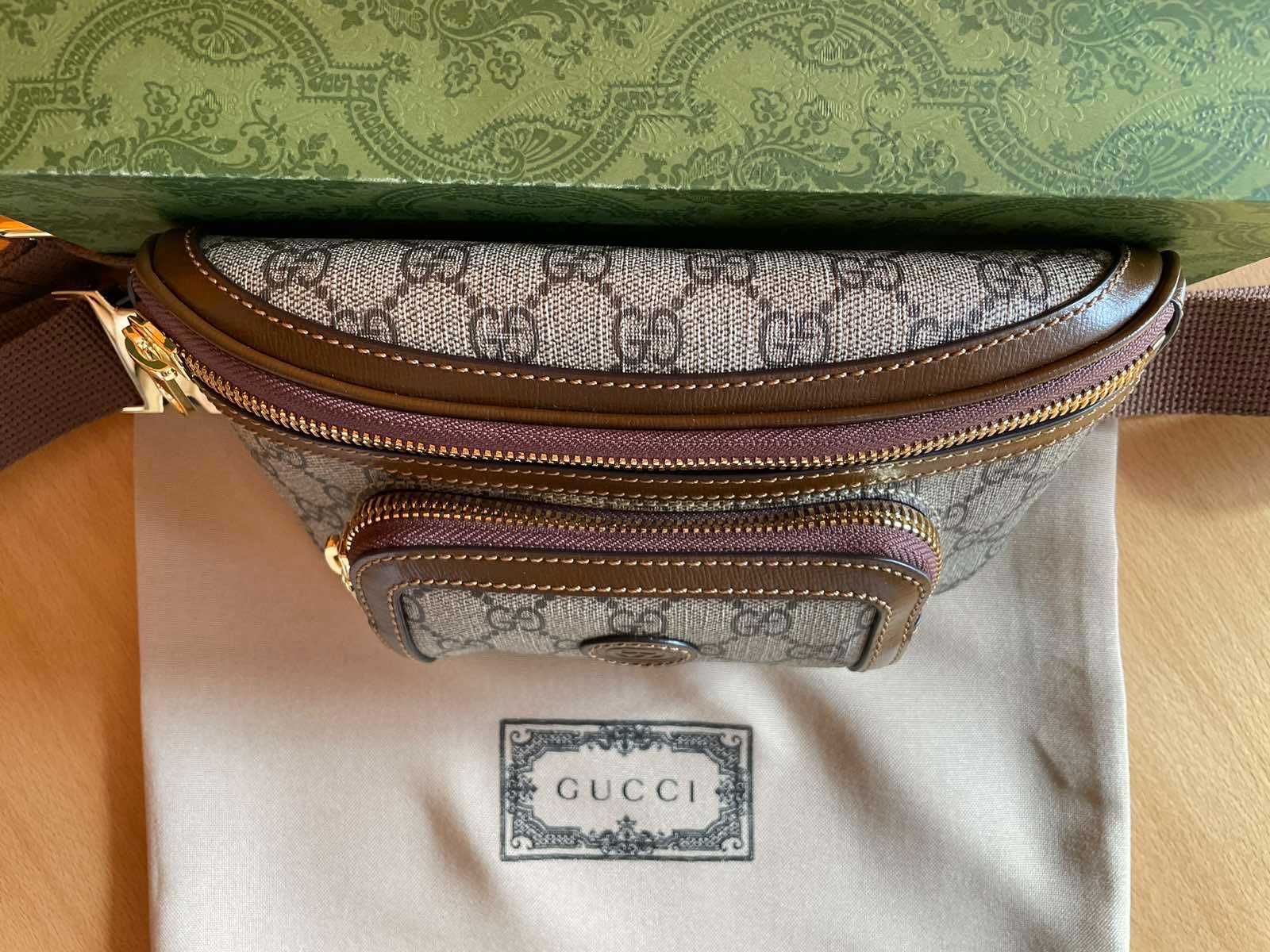 Чантичка за кръст Гучи Оригинална Supreme Кожа Колан Gucci Belt Bag