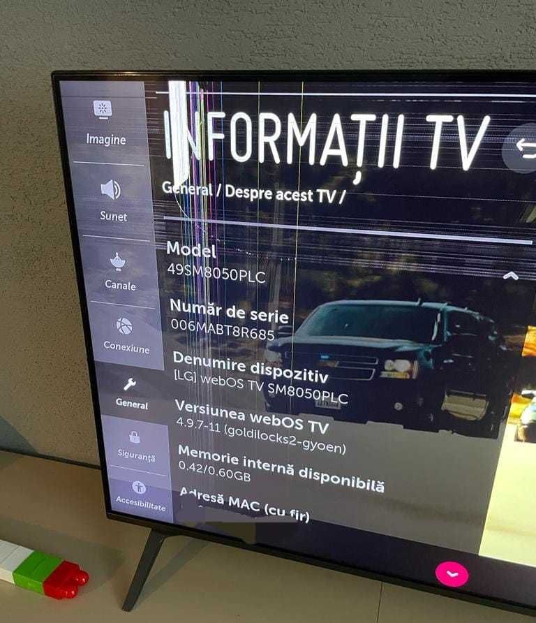 Televizor smart LG 4K  model 49SM8050PLC, 123 cm, defect (ecran spart)