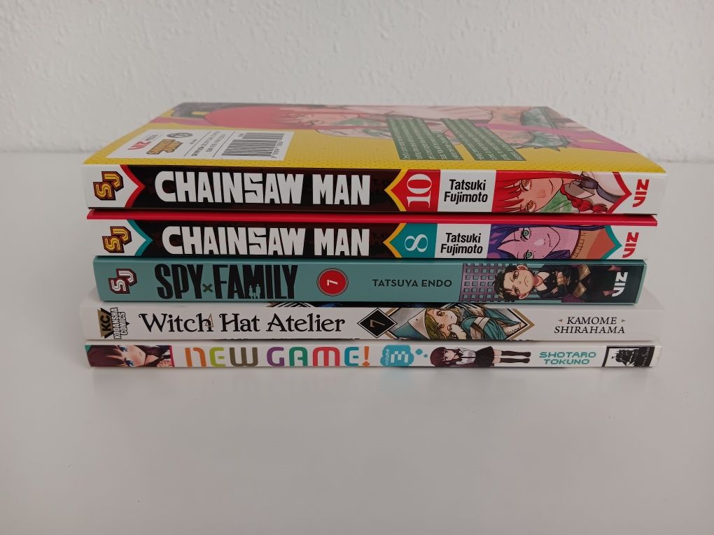 Manga Spy x family, Chainsaw man, Witch hat atelier, New Game, zom 100