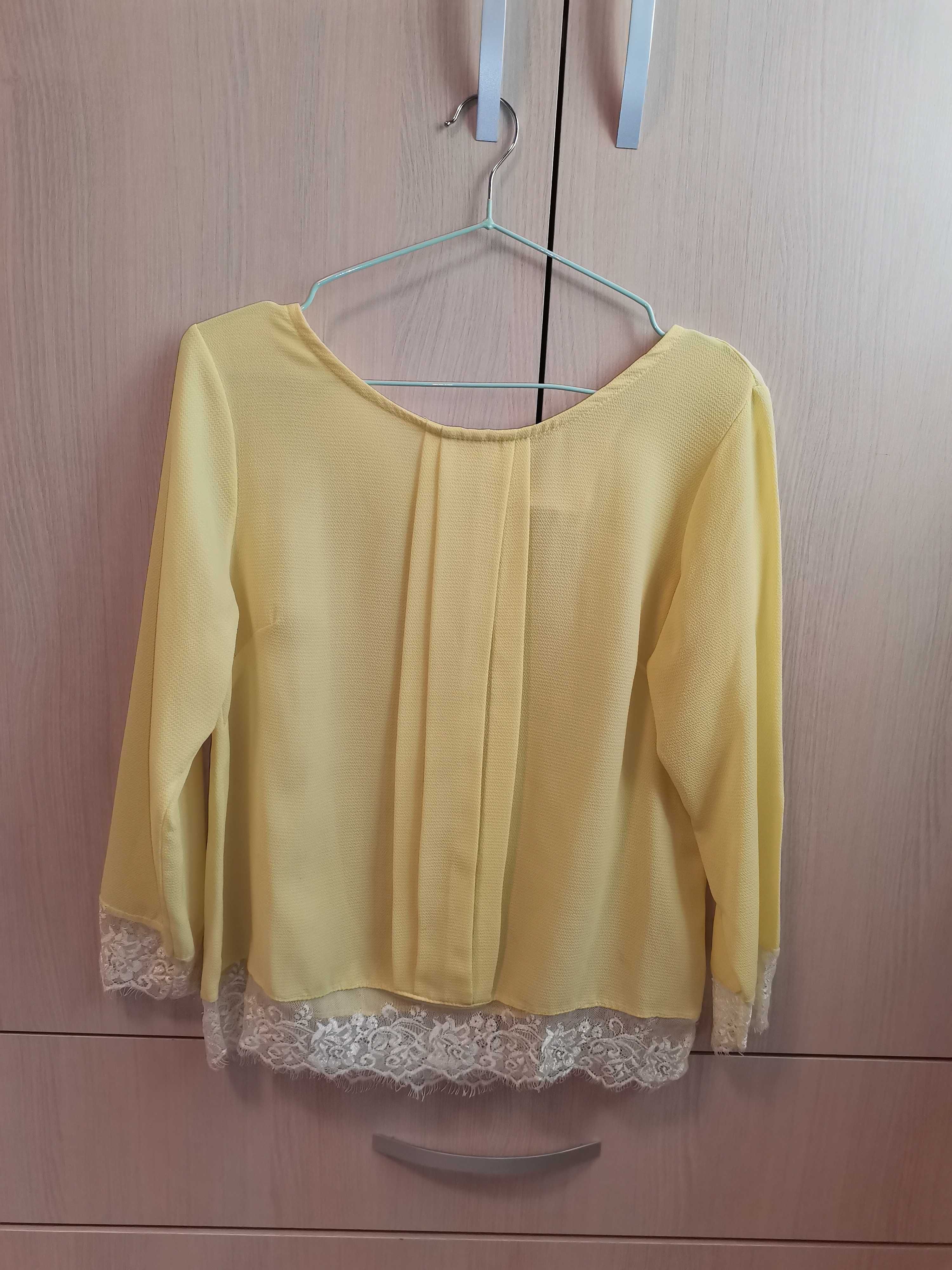 Bluza office dama galbena cu danteluta S-M