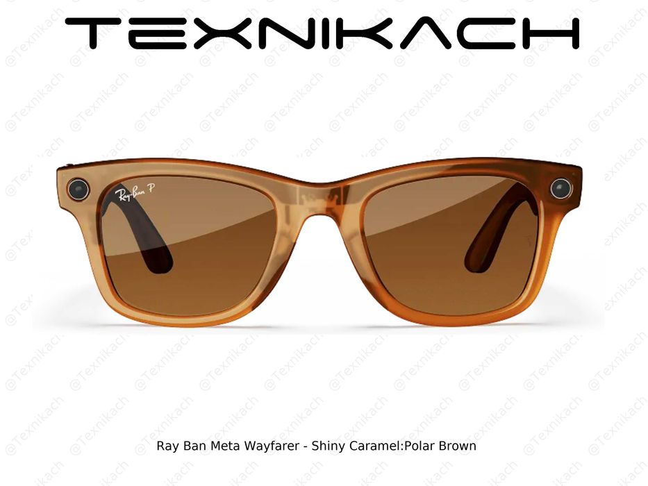 Новый • Ray Ban Meta Wayfarer - Shiny Caramel Polar Brown  • Доставка