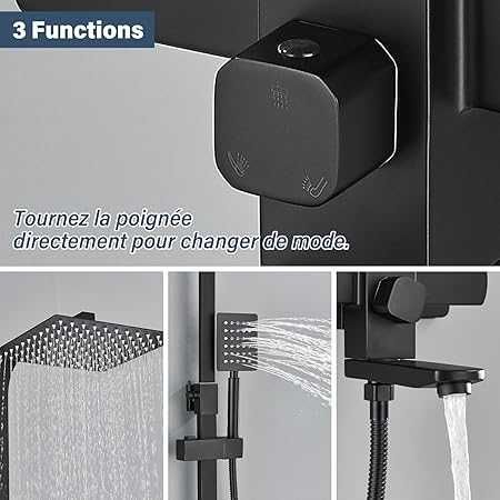 Coloană de duș neagră periată solidă Șeșinkin,kit de duș