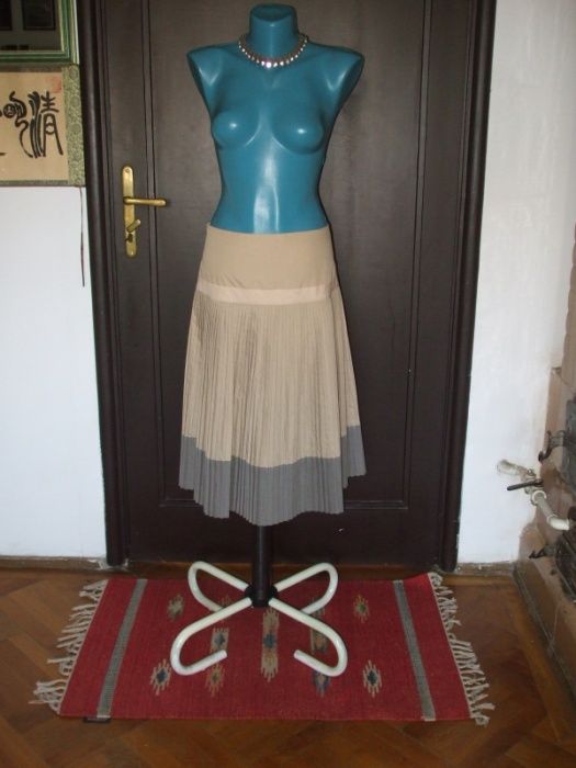 Fustă plisată din bumbac BEJ+GRI_brand spaniol GOSHA