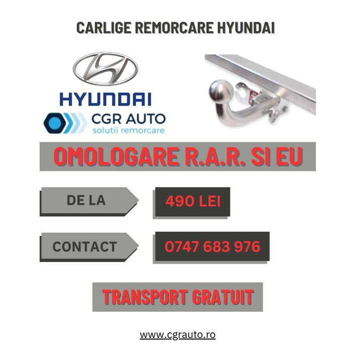 Carlige remorcare Hyundai omologate si durabile