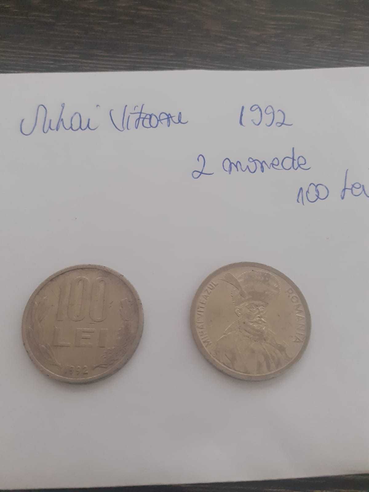 De vânzare 2 monede de 100 de lei, 1992.