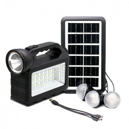 Kit solar-Lanterna LED multifunctionala cu panou solar, 3 becuri,power