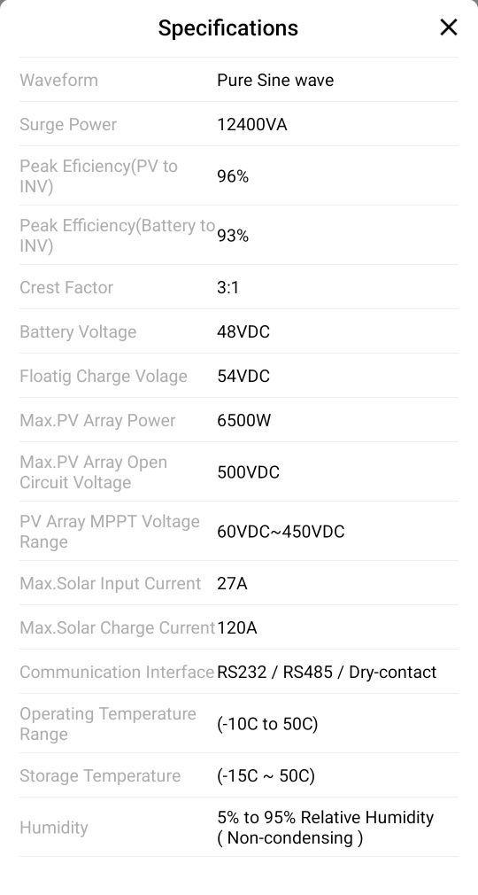 6.2 Kw Хибриден инвертор с функция паралел / Wi-fi / 220v / 120А солар