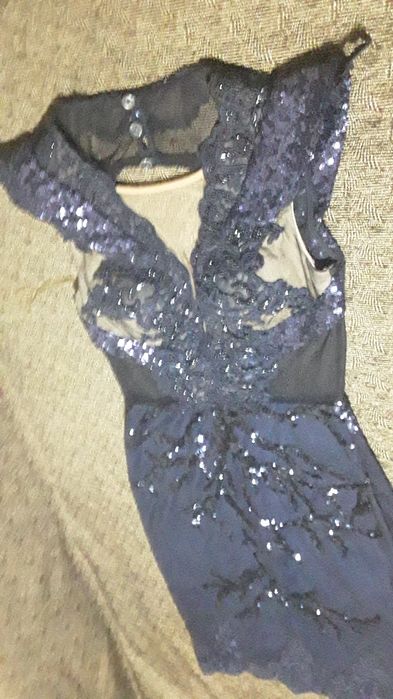 Rochie de ocazie bleumaren paiete cu dantela 40-42.