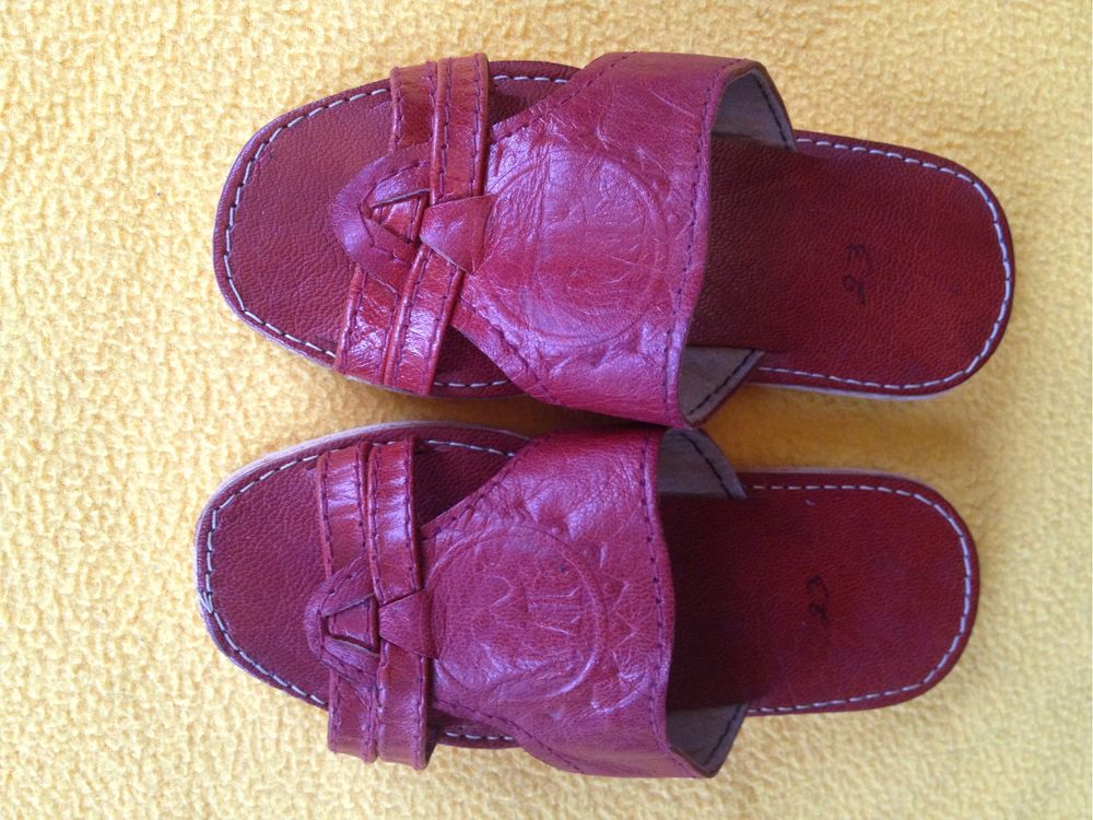 Нови летни сандали чехли 23 номер естествена кожа ръчна изработка