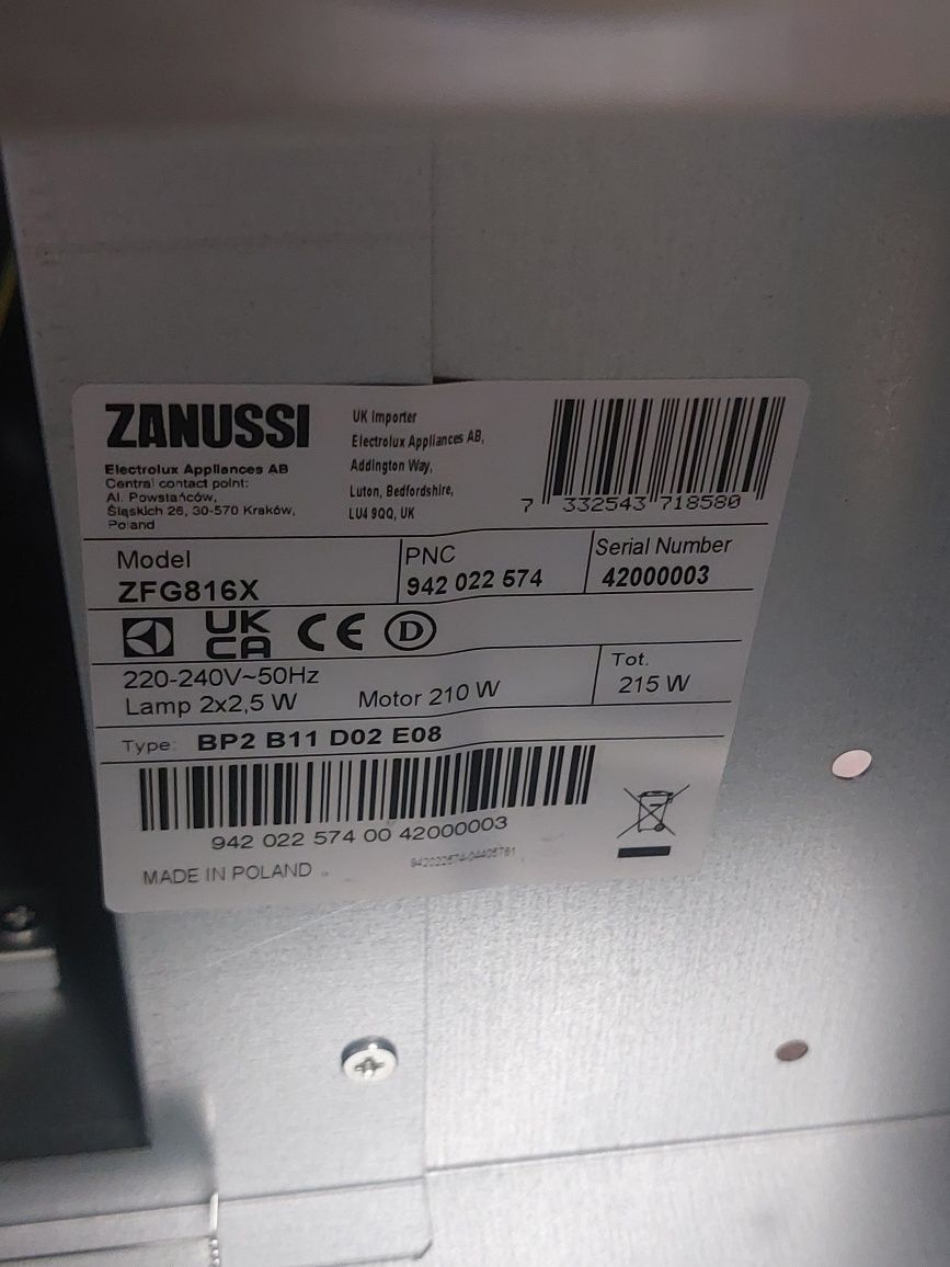 Абсорбатор ширм за вграждане Zanussi ZFG816X