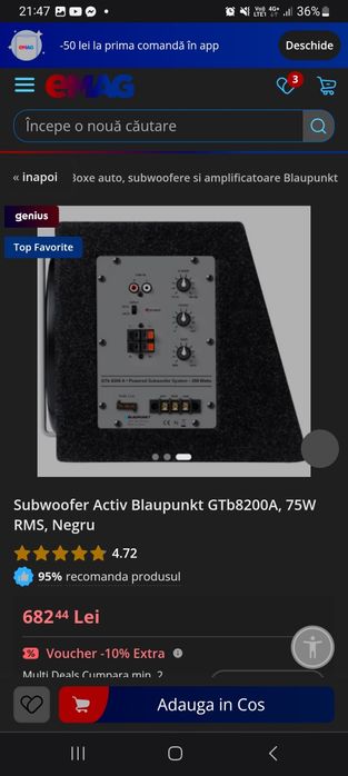 Subwoofer auto activ  Blaupunkt