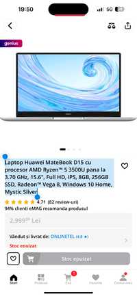 Laptop Huawei MateBook D15 ryzen 5