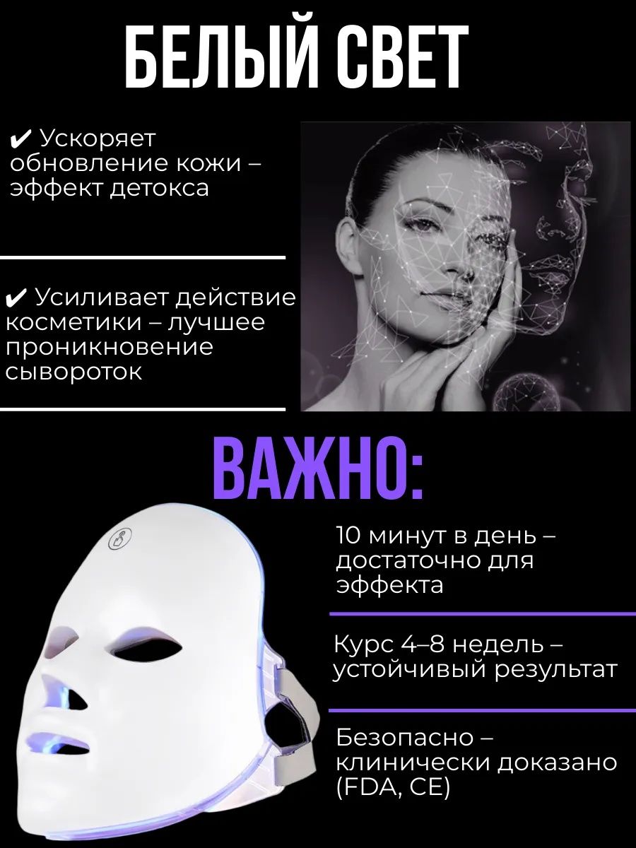 Светодиодная Led маска для лица Фототерапия