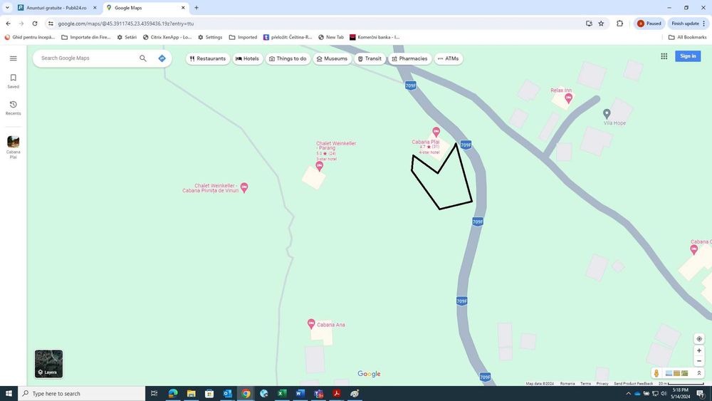 Vand teren intravilan 1000mp in zona turistica Rusu Parang
