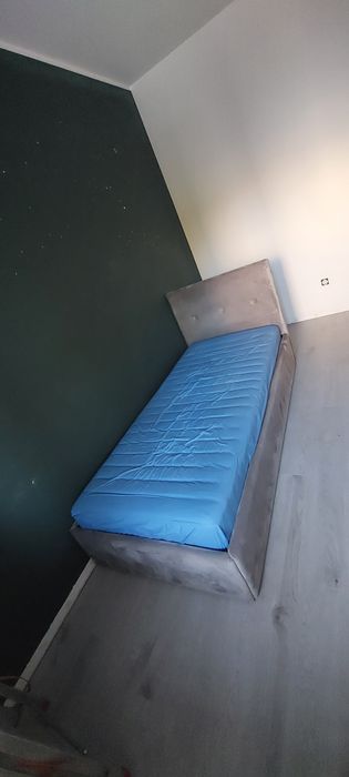 Pat 90×200  albastru inchis (fără saltea/somiera)