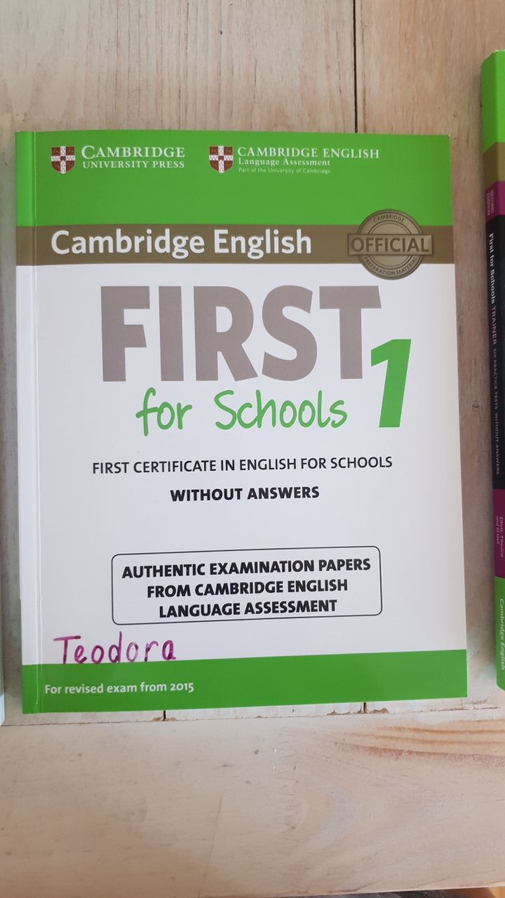 Cambridge English First for Schools пълен комплект учебник тетрадки