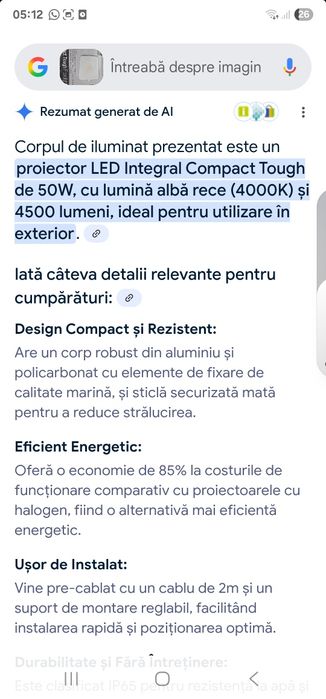 Corp de iluminat LED 50w 4500 lumeni perfecte pentru exterior
