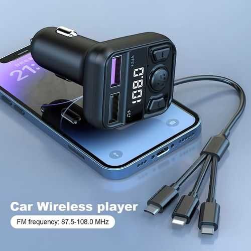 Зарядно за кола и Bluetooth mp3 Трансмитер CS10 с  кабел за зареждане.