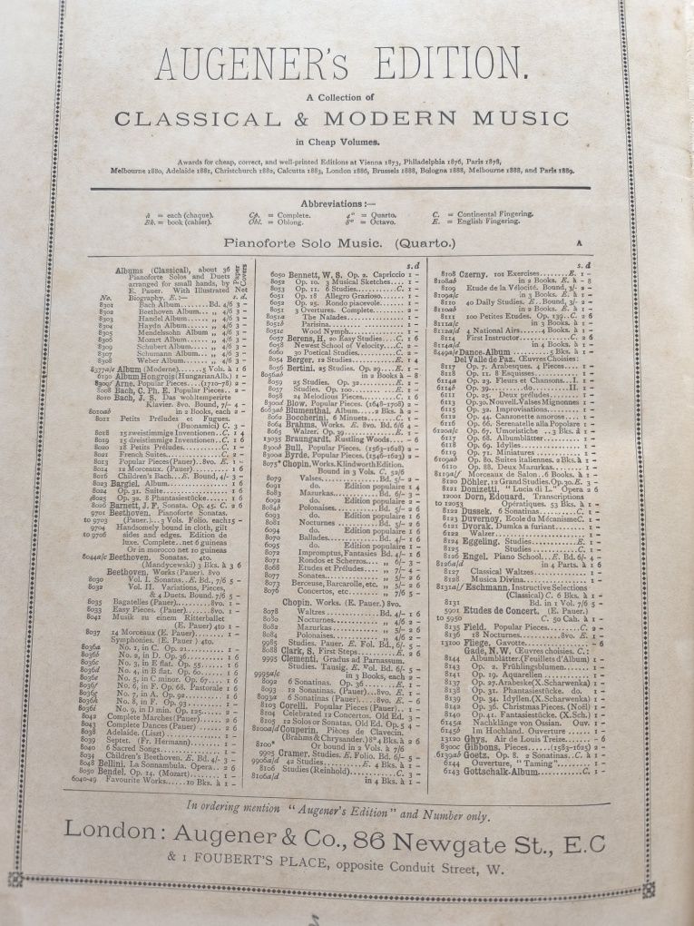 Стара книга-1890г. с валсове на Шопен за пиано
