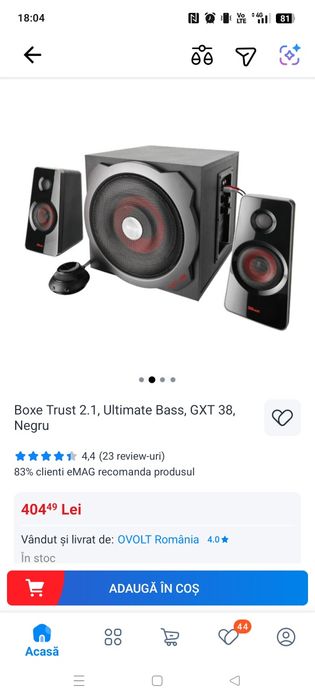 Boxe Trust 2.1, Ultimate Bass, GXT 38, Negru.
Tip: Boxe ster