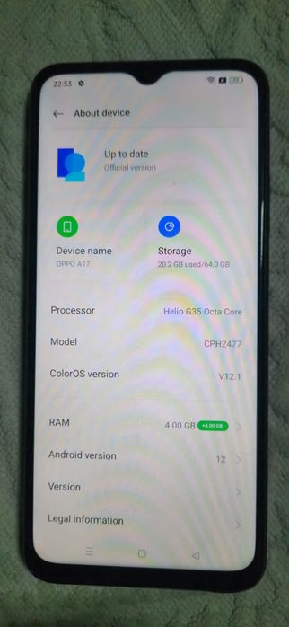 Oppo a 17 64 gb 4 gb ram