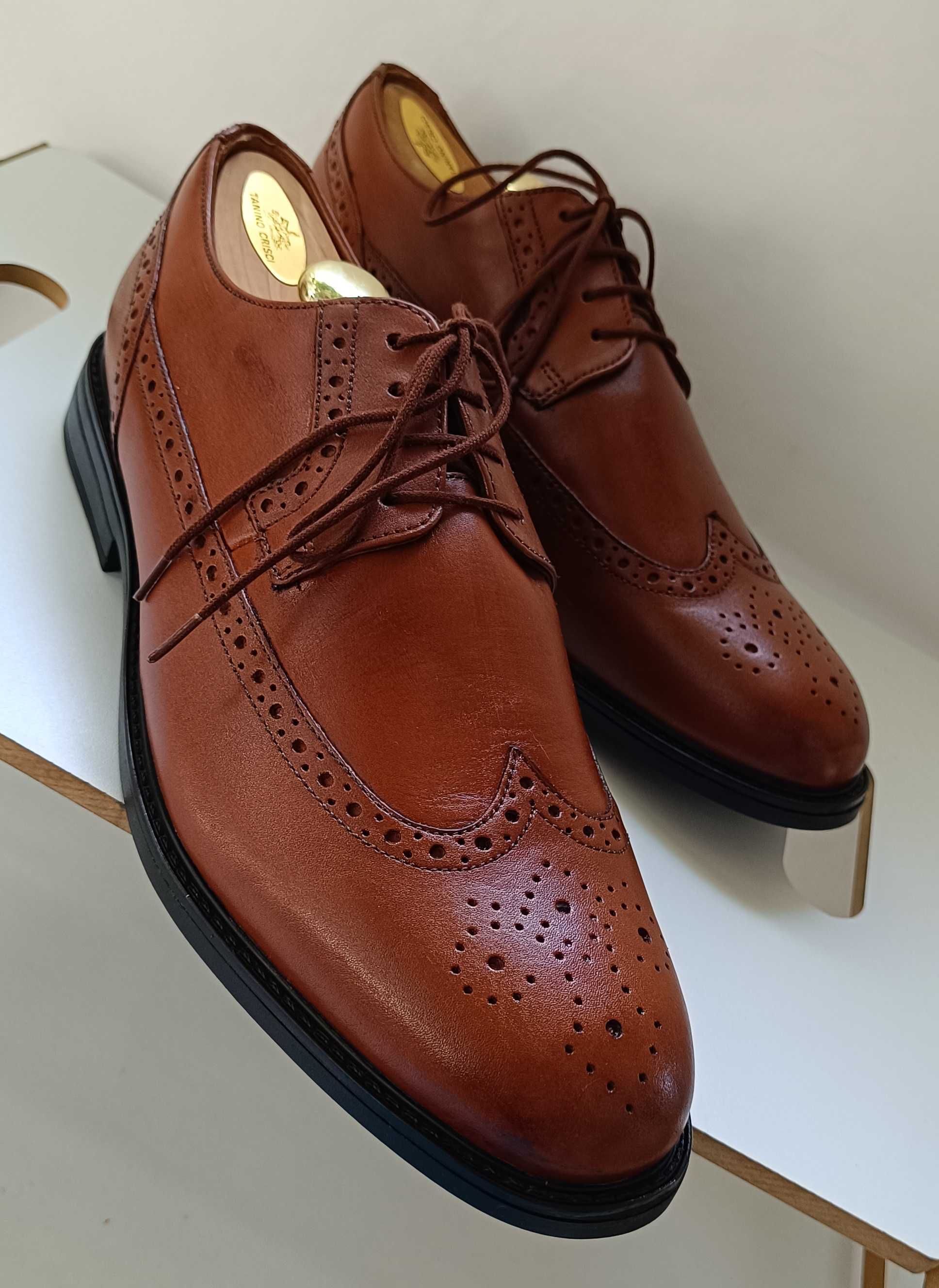 Pantofi derby 43 brogue premium Clarks NOI piele naturala moale