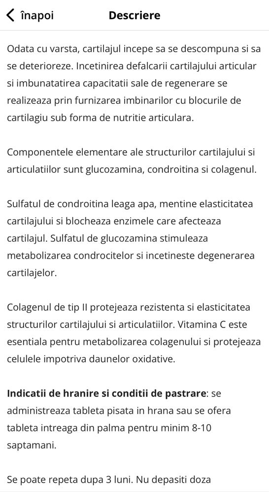 Chondro super SUPLIMENT articulatii caini. uz veterinar!!