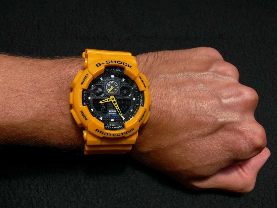 Ceas Sport CASIO G-SHOCK GA-100 YELLOW-Galben Lucios NOU 2025 !!!
