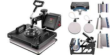 8 в 1 - Качествена Голяма Термопреса 38х38см с допълнителни приставки