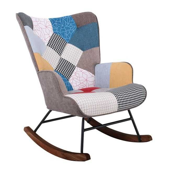 Стол, ALMA, Бял, Многоцветен, Сив,  Текстил, 67х86х92см.