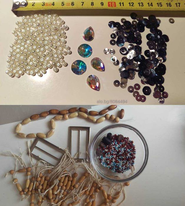 Мъниста, пайети, кристали и друго за ръкоделие