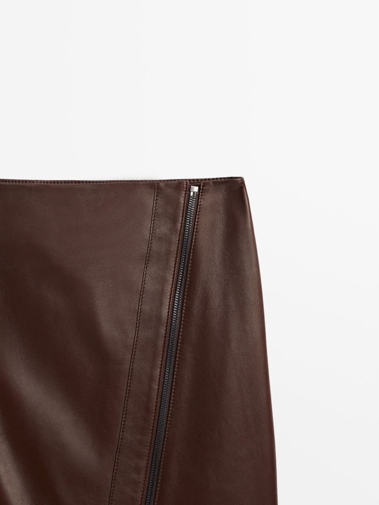 Fusta de piele Massimo Dutti, maro